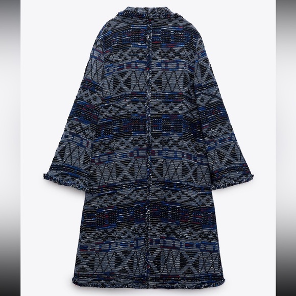 ZARA Fluid jacquard coat with lapel collar and long sleeves. LIMITED EDITION Med - Picture 8 of 10